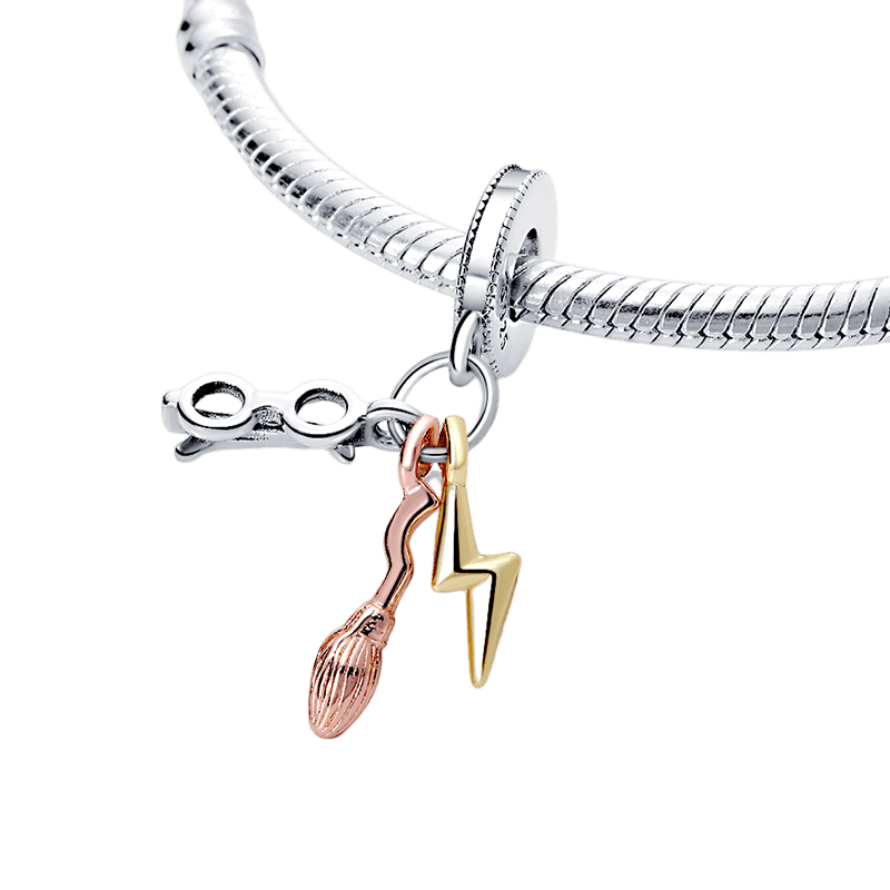 Harry Potter Glasses Lightning Bolt and Nimbus 2000 Dangle Charm