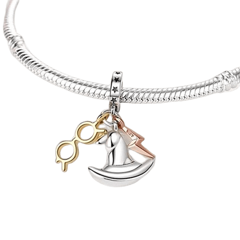 Harry Potter Glasses Sorting Hat & Lightning Bolt Dangle Charm